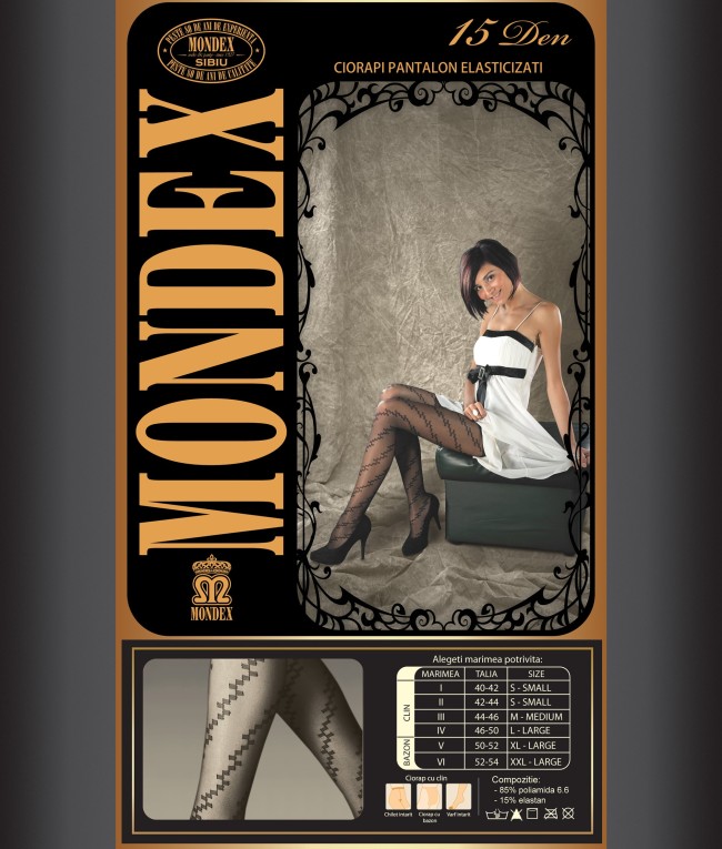 Ciorapi pantalon elasticizati cu model, 15 den - 9031-1